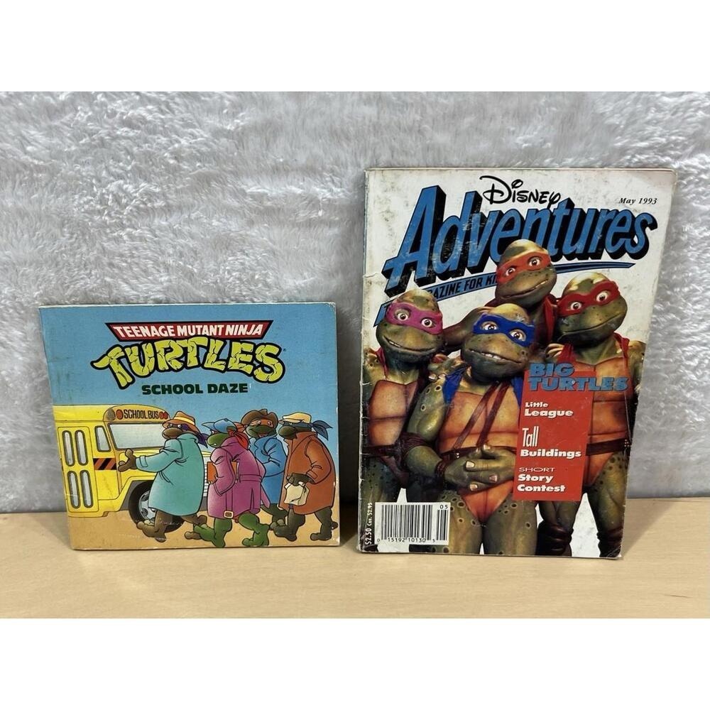 TMNT School Daze 1991 Mini Storybook + Disney Adventures May 1993 Turtles Issue